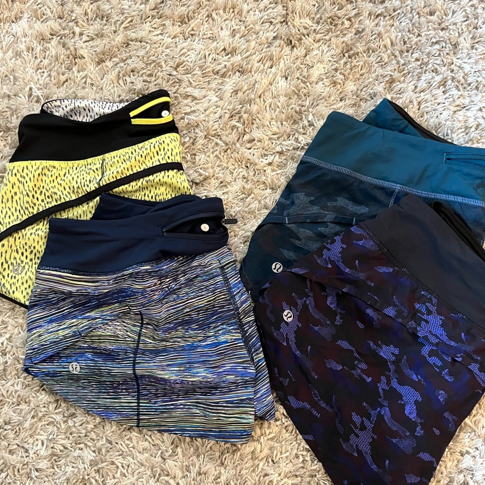 4 pair of Rare and Hard to find Lululemon Speed Shorts! Size 6 EUC